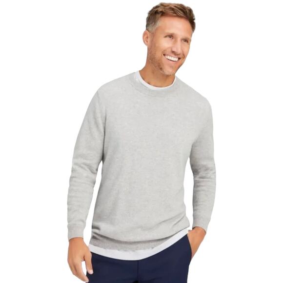 Mizzen+Main Light Gray Heather Cashmere Arden Golf Sweater - Picture 1 of 9